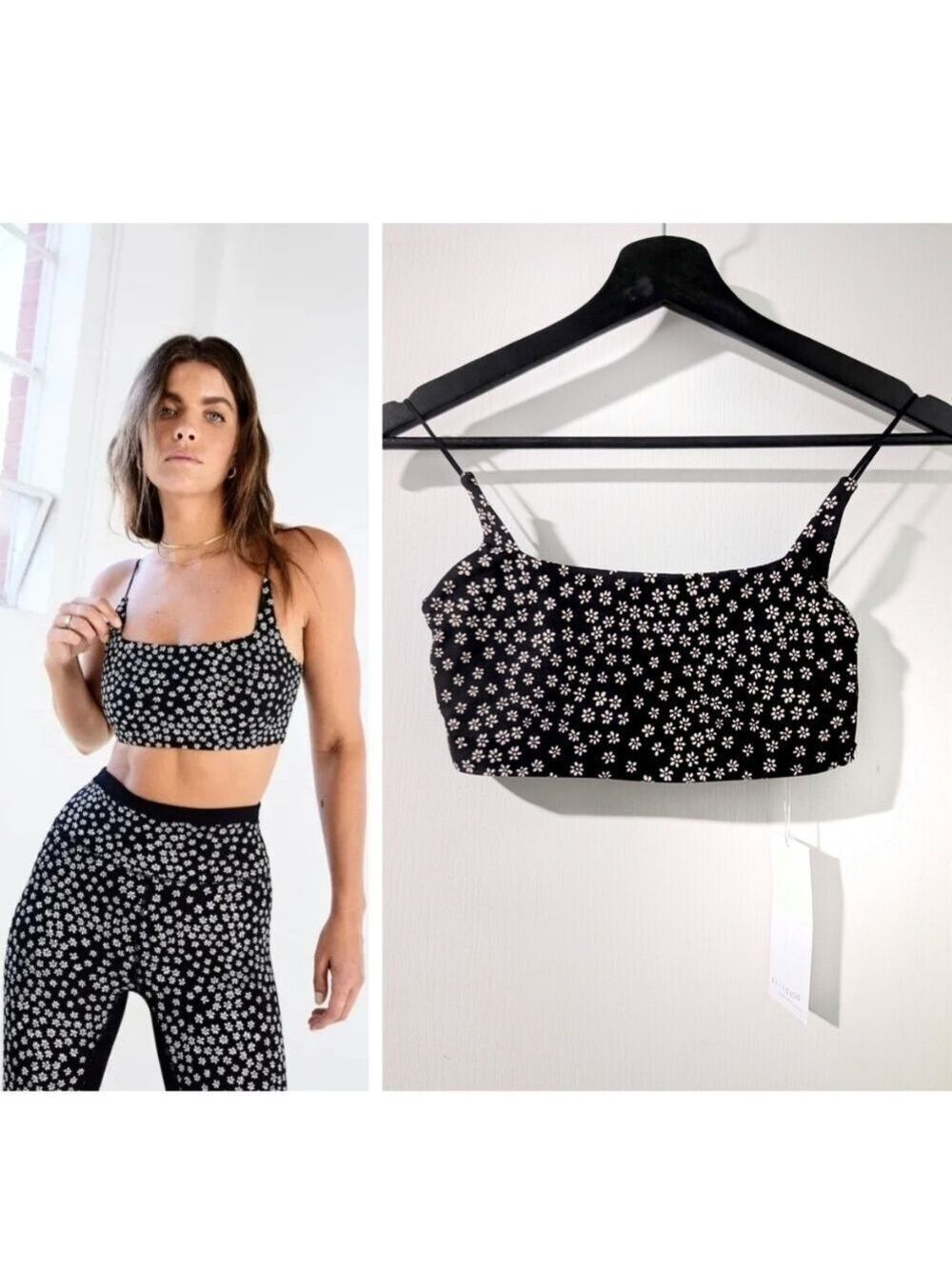 Allfenix | Daisy Floral Sports Bra in Black